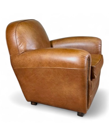 Fauteuil club cuir marron style rétro - collection Chaplin