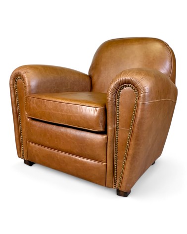 Fauteuil club cuir marron style rétro - collection Chaplin