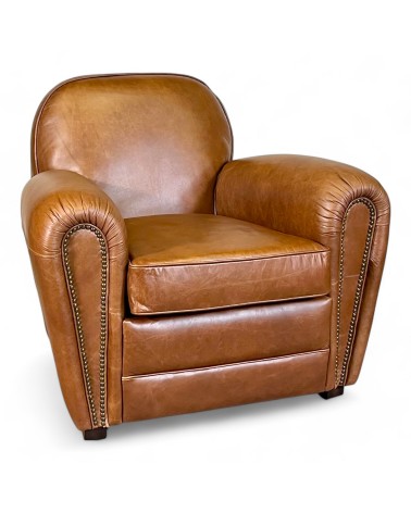 Fauteuil club cuir marron style rétro - collection Chaplin