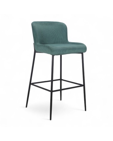 Chaises de bar en velours vert foncé par 2 - collection Norma