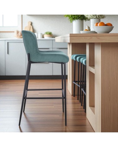 Chaises de bar en velours vert foncé par 2 - collection Norma