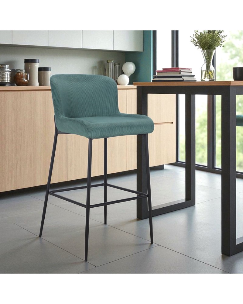 Chaises de bar en velours vert foncé par 2 - collection Norma