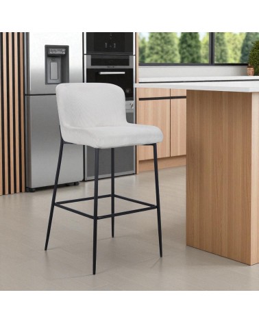 Lot de 2 chaises de bar en velours ivoire - collection Norma