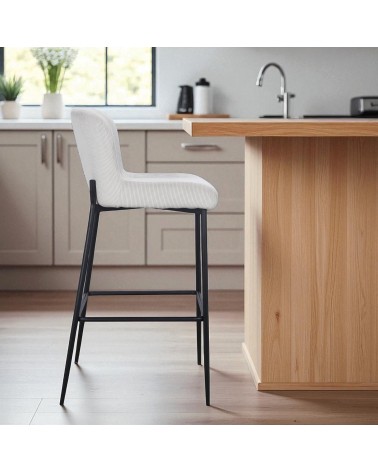 Lot de 2 chaises de bar en velours ivoire - collection Norma