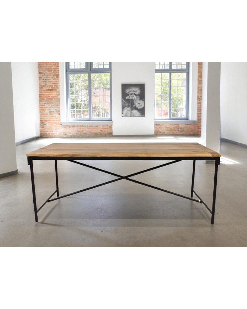 Table à manger industrielle 200 cm - modèle Detroit