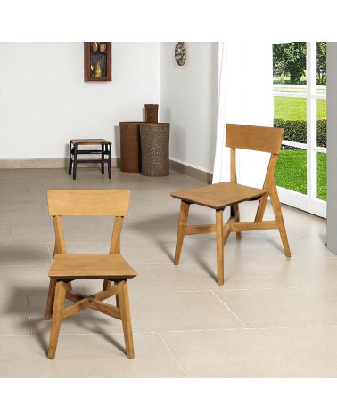 2 Stühle aus massivem recyceltem Teakholz – natürliches Design