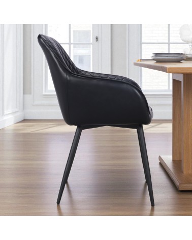 6 x chaises cuir noir bycast - modèle Nottingham