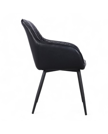 6 x chaises cuir noir bycast - modèle Nottingham