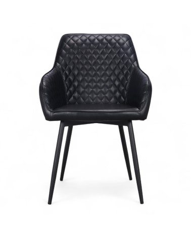 6 x chaises cuir noir bycast - modèle Nottingham