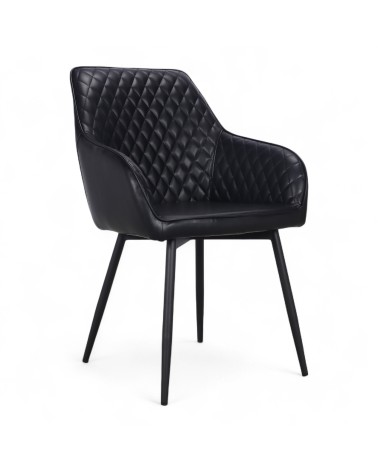 6 x chaises cuir noir bycast - modèle Nottingham