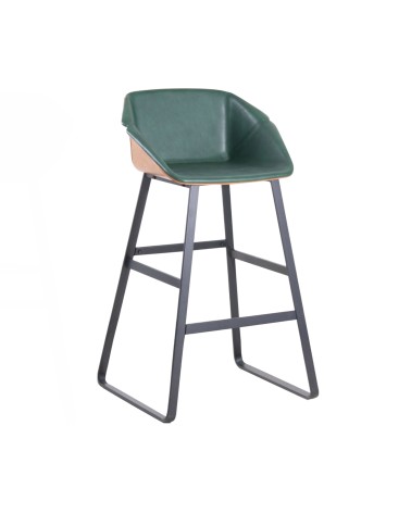 Chaises de bar bicolores vert et marron - modèle Norfolk