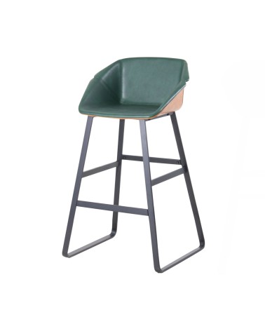 Chaises de bar bicolores vert et marron - modèle Norfolk