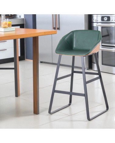 Chaises de bar bicolores vert et marron - modèle Norfolk