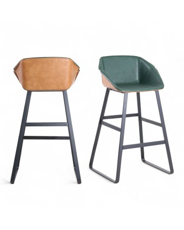 Chaises de bar bicolores vert et marron - modèle Norfolk