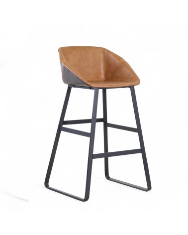 2 x Chaises de bar marron et gris - modèle Norfolk