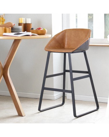 2 x Chaises de bar marron et gris - modèle Norfolk