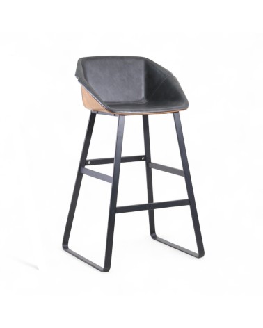 2 x Chaises de bar gris et brun clair - modèle Norfolk