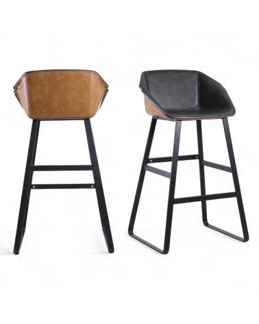 2 x Chaises de bar gris et brun clair - modèle Norfolk