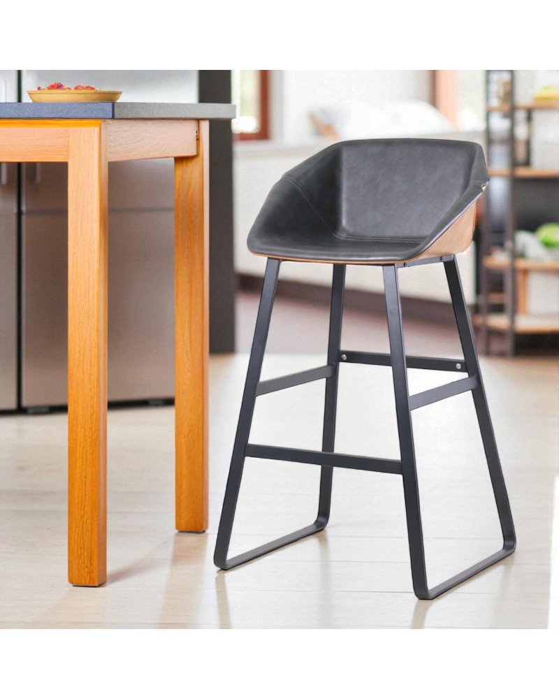 2 x Chaises de bar gris et brun clair - modèle Norfolk