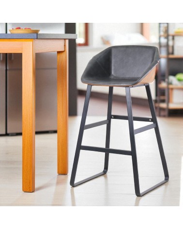 2 x Chaises de bar gris et brun clair - modèle Norfolk