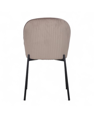 Chaise Newcastle vue arrière – dossier en velours beige et pieds métal noir