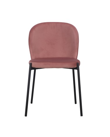 Chaise en velours côtelé rose vue de face – collection Erin