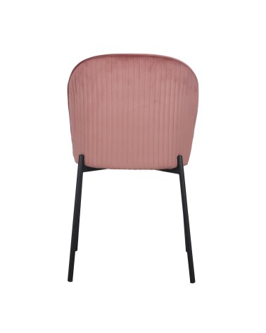 Dossier nervuré de la chaise Erin en velours côtelé rose