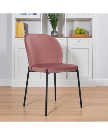 Esszimmer Stühle aus rosa Samt und schwarzem Metall - Kollektion Newcastle