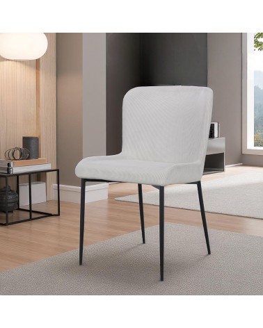 Esszimmer Stühle aus Samt gekrillt beige Elfenbein - Kollektion Georgia