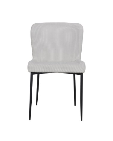 Esszimmer Stühle aus Samt gekrillt beige Elfenbein - Kollektion Georgia