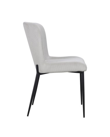 Esszimmer Stühle aus Samt gekrillt beige Elfenbein - Kollektion Georgia