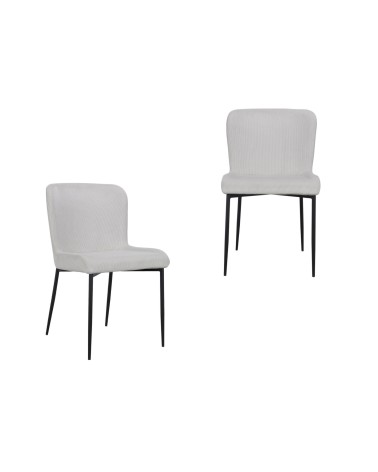 Esszimmer Stühle aus Samt gekrillt beige Elfenbein - Kollektion Georgia