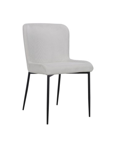 Esszimmer Stühle aus Samt gekrillt beige Elfenbein - Kollektion Georgia