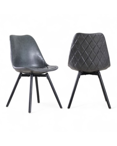 2 x Chaises cuir gris vintage - modèle Cambridge