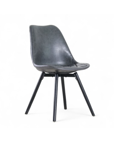 2 x Chaises cuir gris vintage - modèle Cambridge