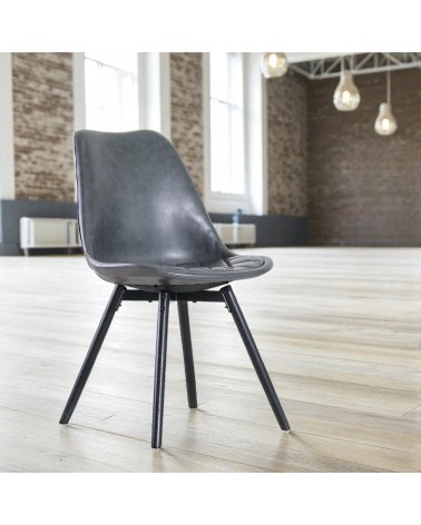 2 x Chaises cuir gris vintage - modèle Cambridge