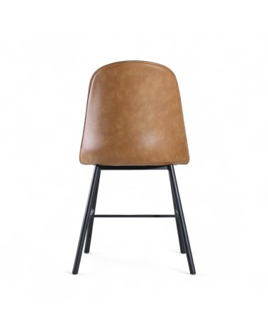 2 x Chaises bicolores cuir marron clair et vert - modèle Sandrigham