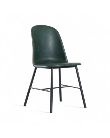 2 x Chaises bicolores cuir marron clair et vert - modèle Sandrigham