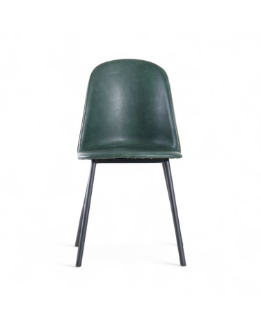 2 x Chaises bicolores cuir marron clair et vert - modèle Sandrigham
