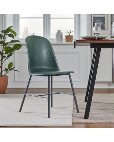 2 x Chaises cuir vert vintage - modèle Sandrigham