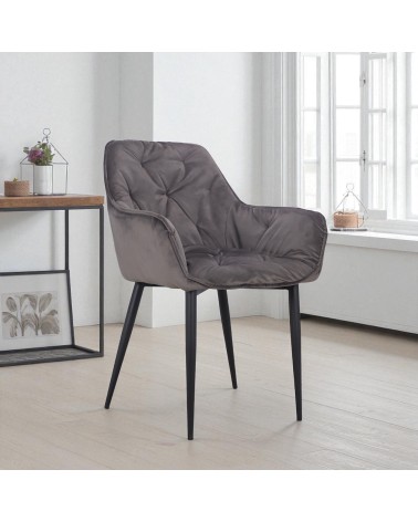 Esszimmer Graue Samtpolsterstühle - Modell Mildred