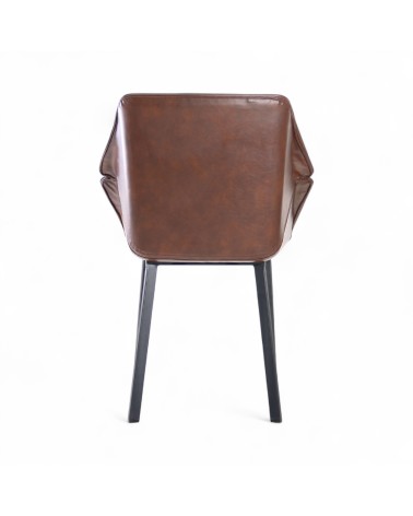 2 Chaises en cuir brun et métal noir - modèle Oxford