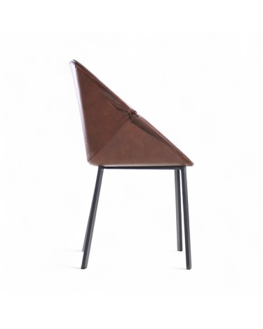 2 Chaises en cuir brun et métal noir - modèle Oxford