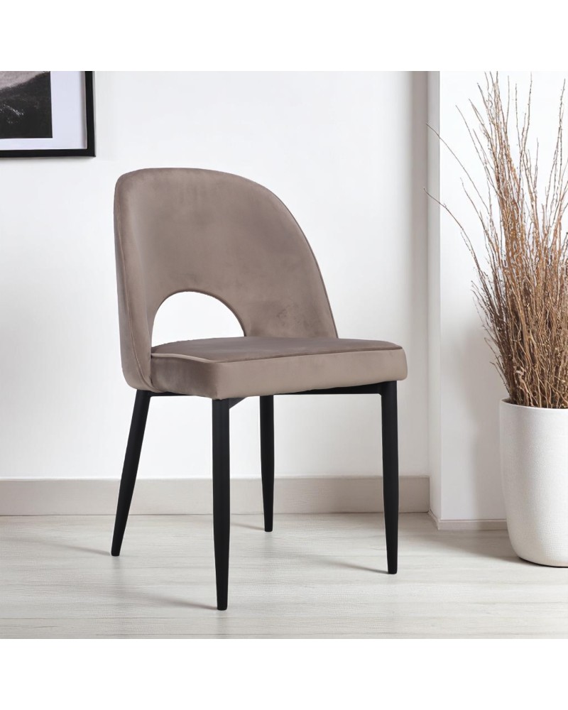 Chaise en velours beige style 60s - modèle Molly