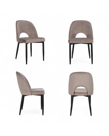 Chaise en velours beige style 60s - modèle Molly
