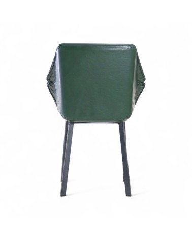 2 Chaises en cuir vert foncé et métal noir - modèle Oxford