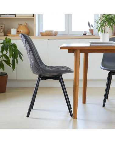 2 x Vintage graue Lederstühle - Modell Cambridge