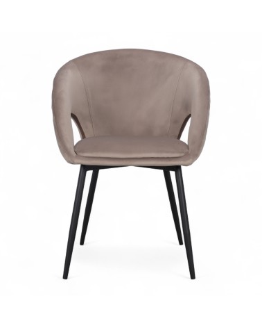 Chaise arrondie en velours beige confortable - collection Suzy