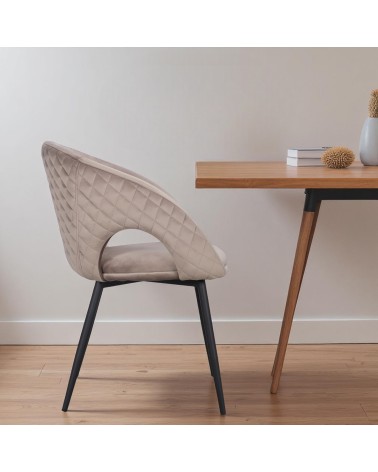 Chaise arrondie en velours beige confortable - collection Suzy
