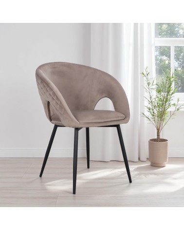 Chaise arrondie en velours beige confortable - collection Suzy